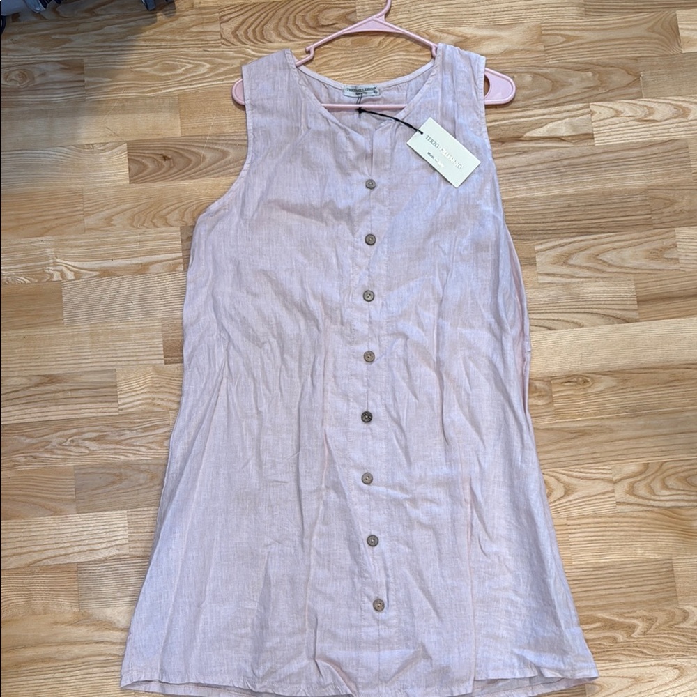 Sleeveless Pink Button-Down Dress